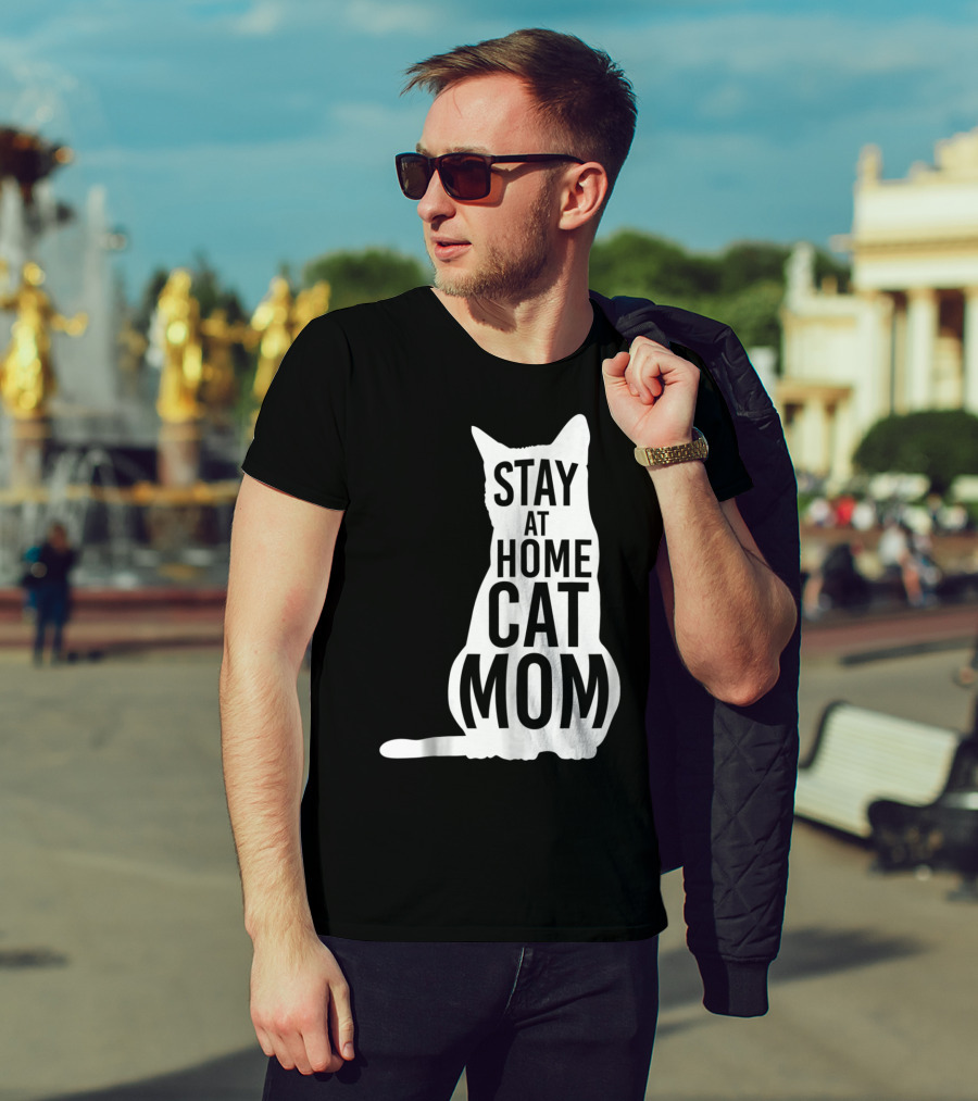 Stay At Home Cat Mom Silhouette For Cat Moms T-Shirt