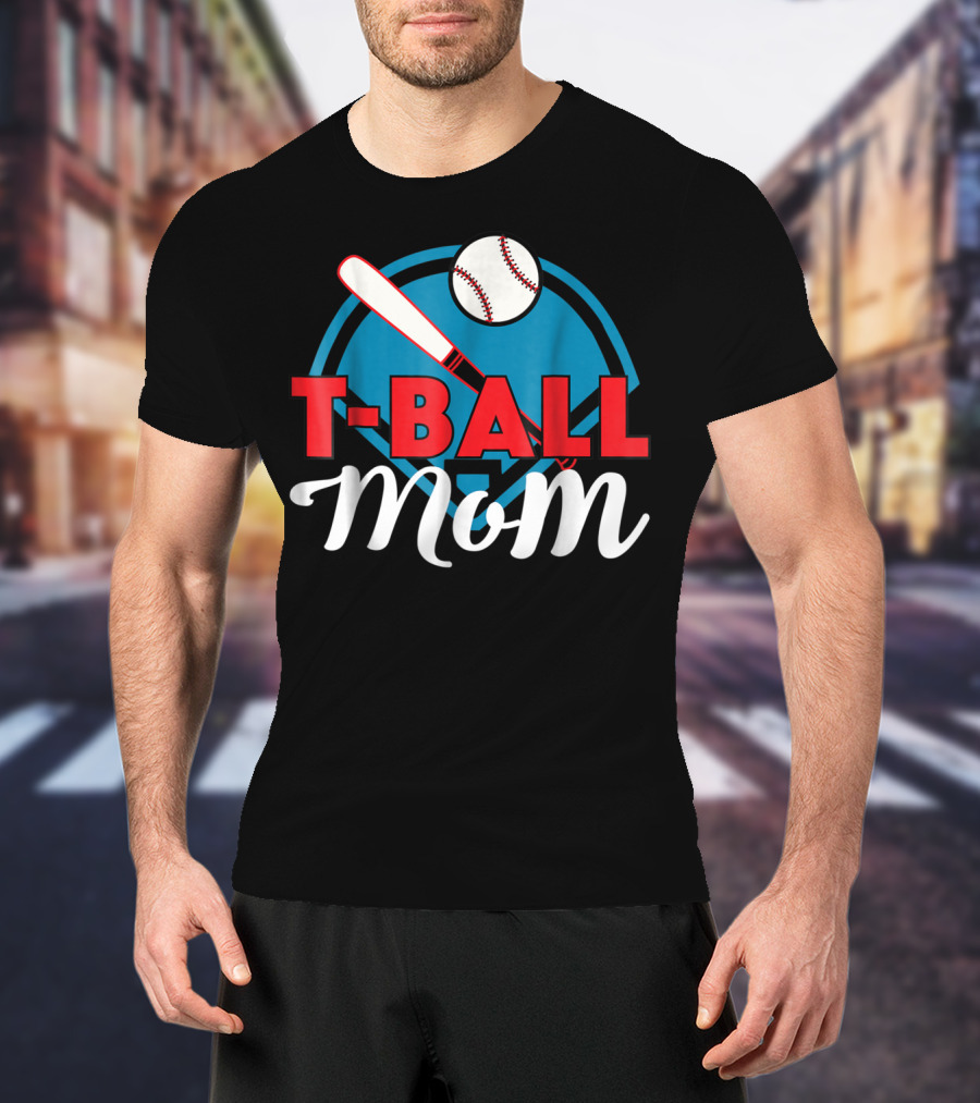 T-Ball Mom Baseball Bat And Home Plate T-Shirt