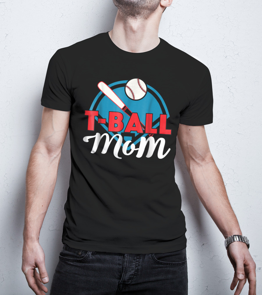 T-Ball Mom Baseball Bat And Home Plate T-Shirt