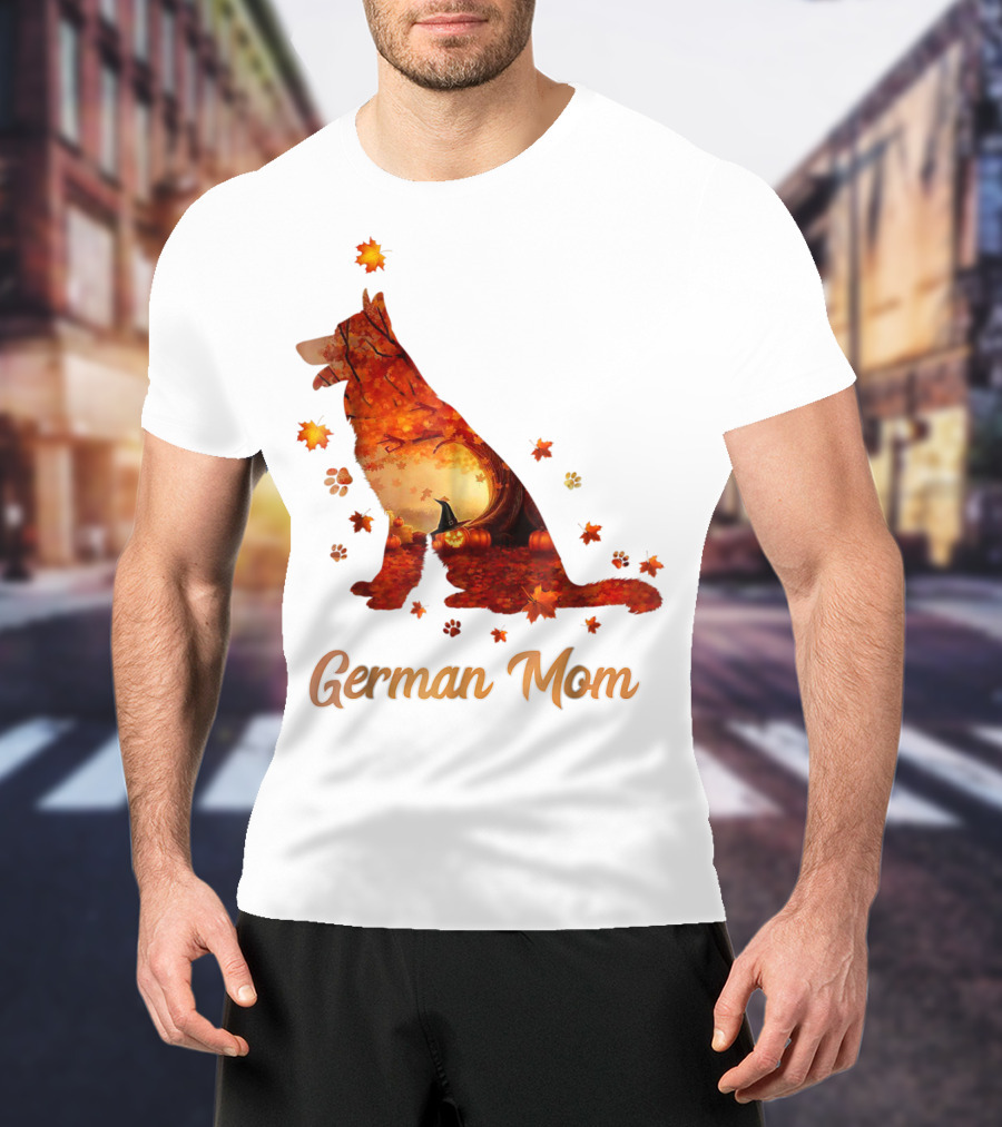 German Shepherd Mom Autumn Scene T-Shirt