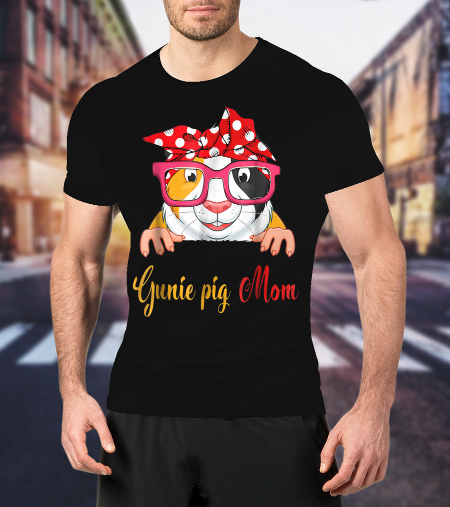 Guinea Pig Mom Red Glasses Bandana 37 T-Shirt