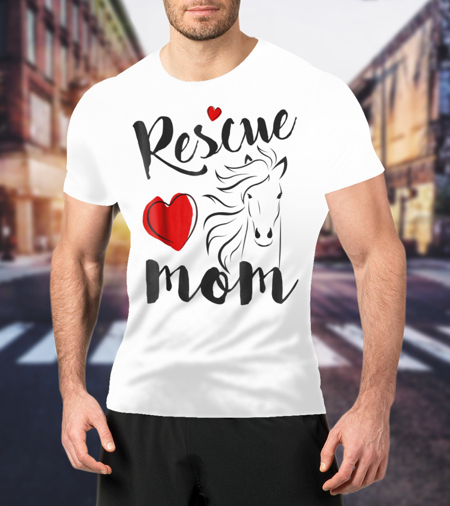 Rescue Mom Heart Horse T-Shirt