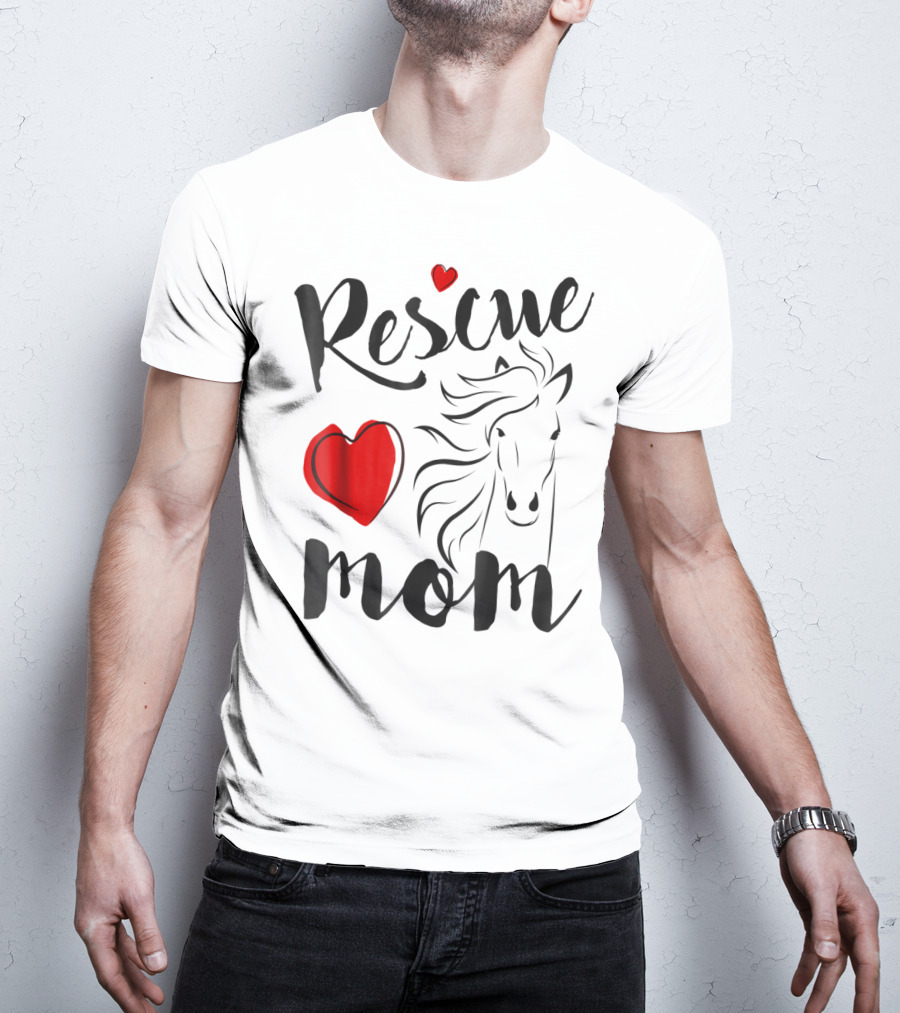 Rescue Mom Heart Horse T-Shirt