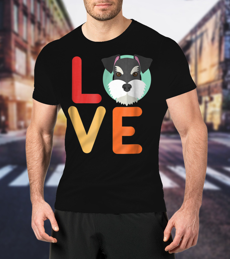 Love Miniature Schnauzer Dog And Puppy For Dog T-Shirt