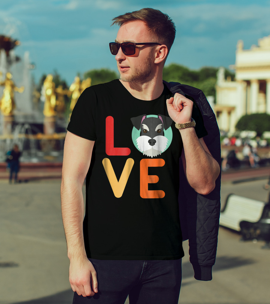 Love Miniature Schnauzer Dog And Puppy For Dog T-Shirt