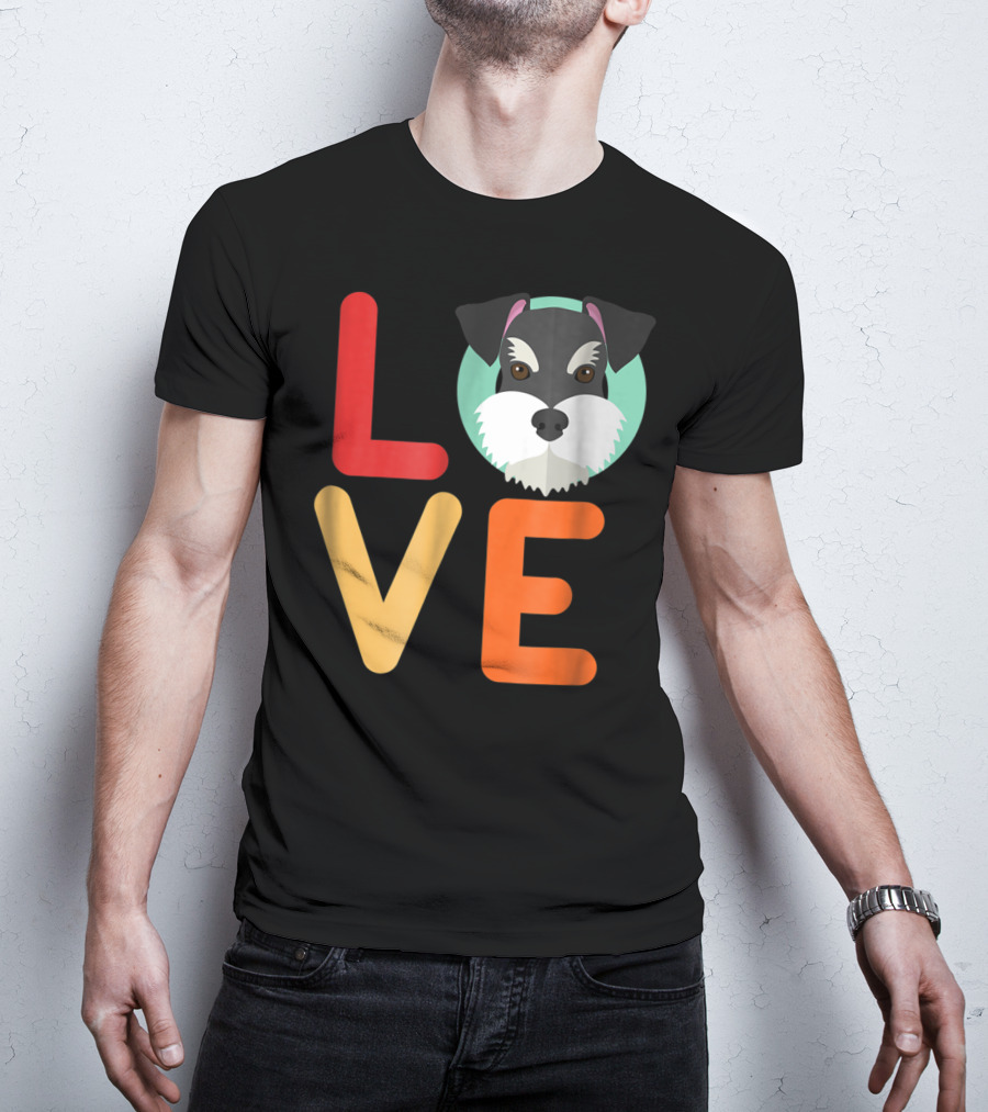 Love Miniature Schnauzer Dog And Puppy For Dog T-Shirt