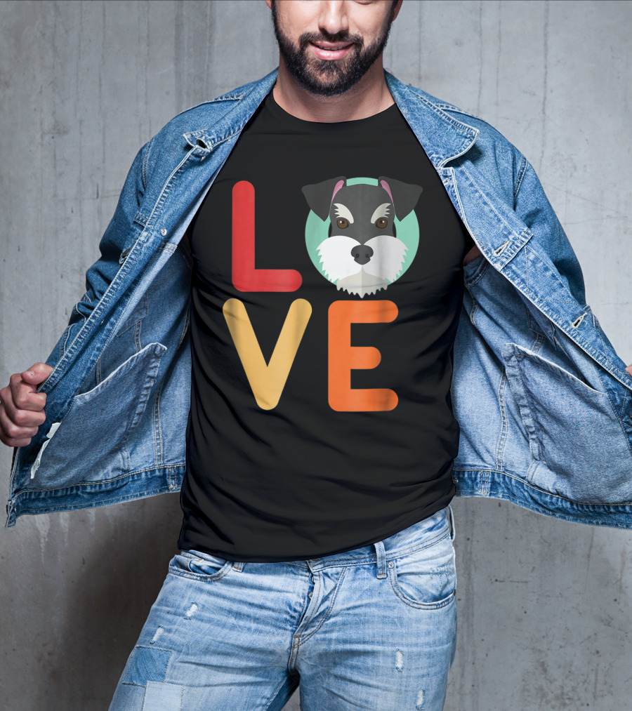 Love Miniature Schnauzer Dog And Puppy For Dog T-Shirt