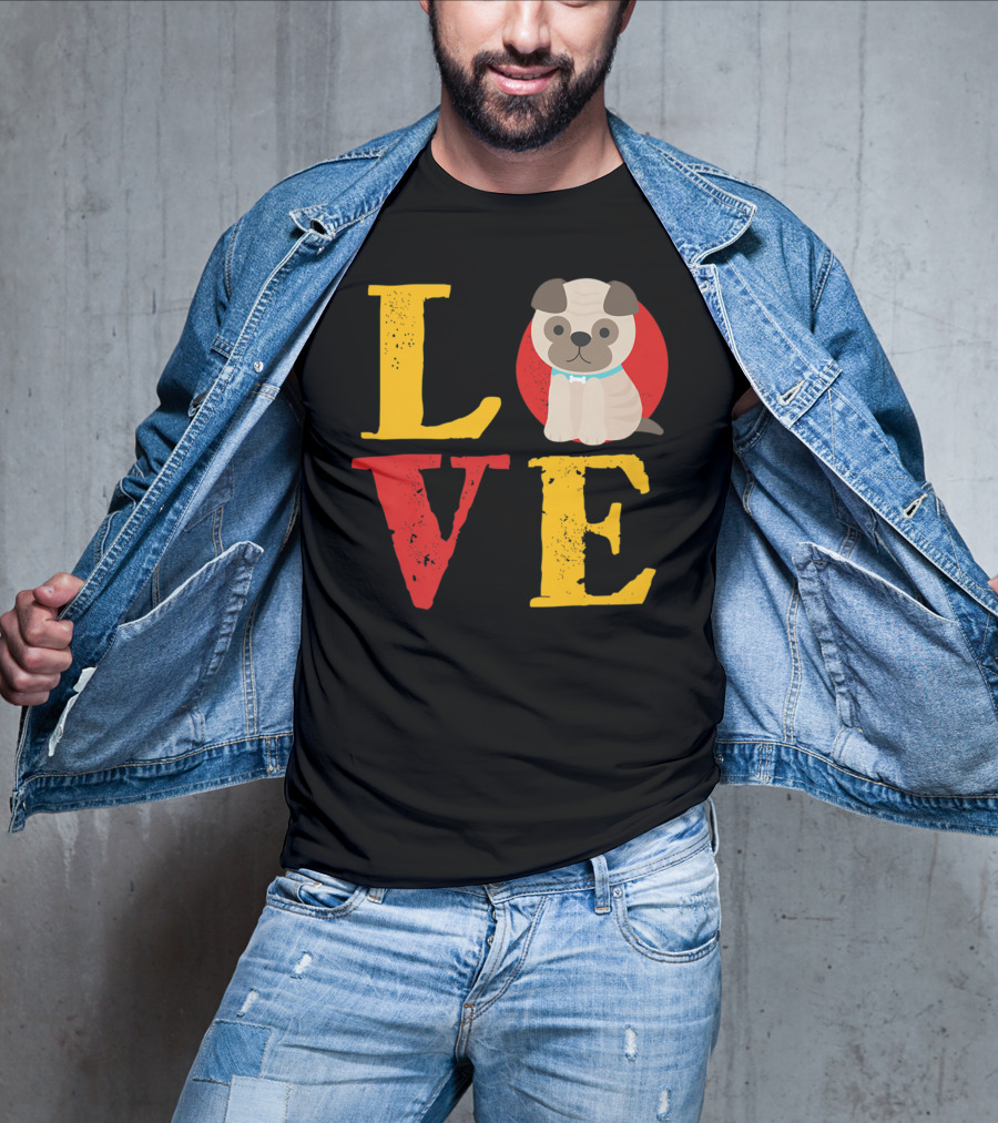 Love Pug Dog Animal Lover Puppies Mom And Dad19 T-Shirt