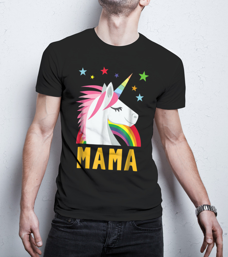 Mama Unicorn Rainbow Star Lovers T-Shirt