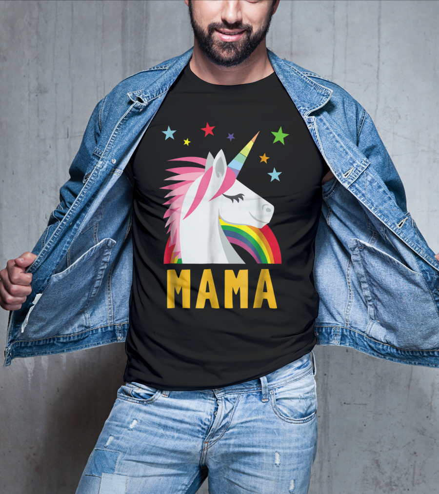 Mama Unicorn Rainbow Star Lovers T-Shirt