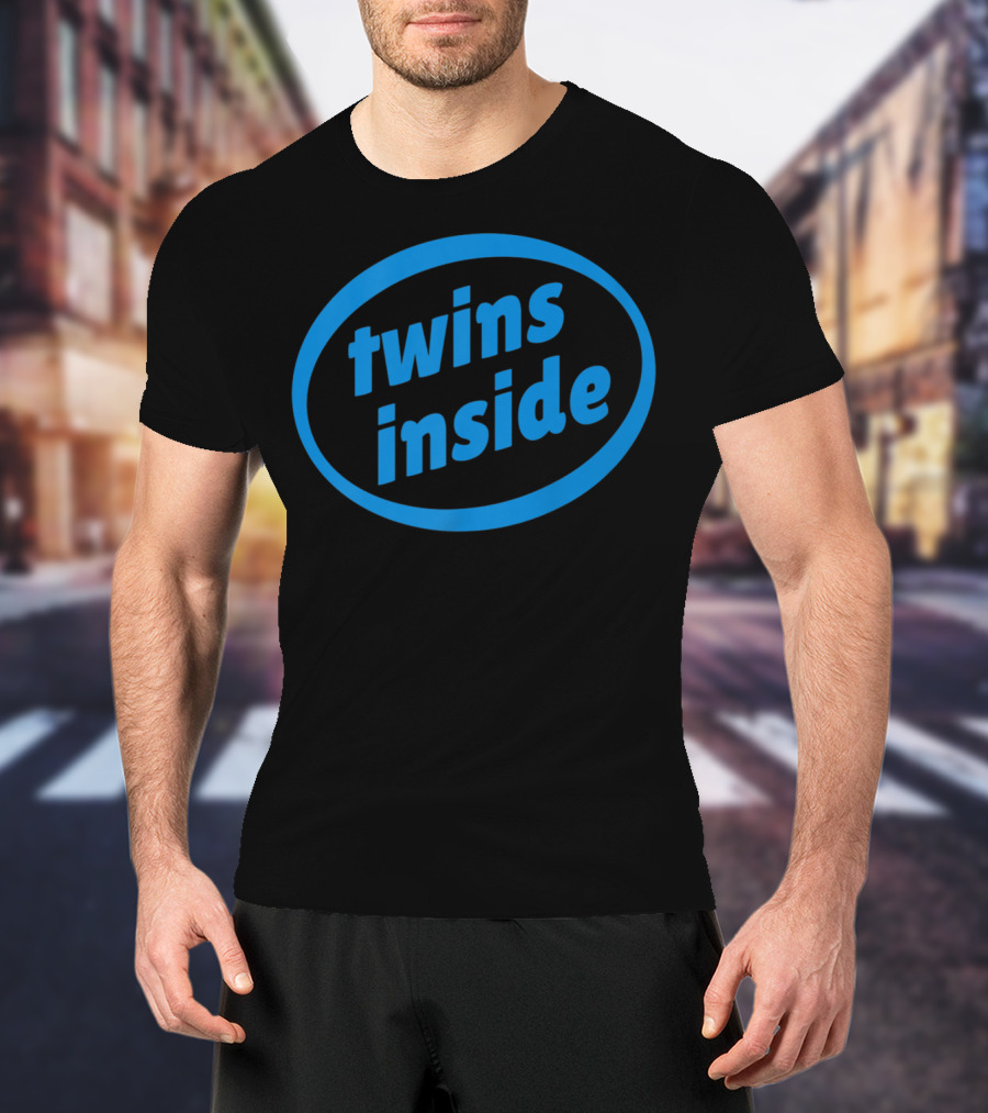 Twins Inside Logo Parody Expecting Pregnancy Announcement T-Shirt