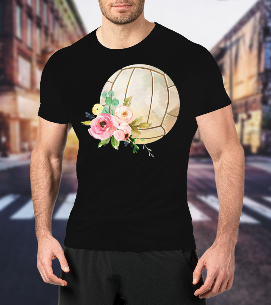 Watercolor Boho Floral Volleyball Patchwork T-Shirt
