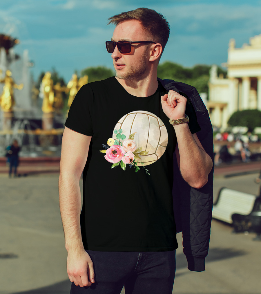Watercolor Boho Floral Volleyball Patchwork T-Shirt