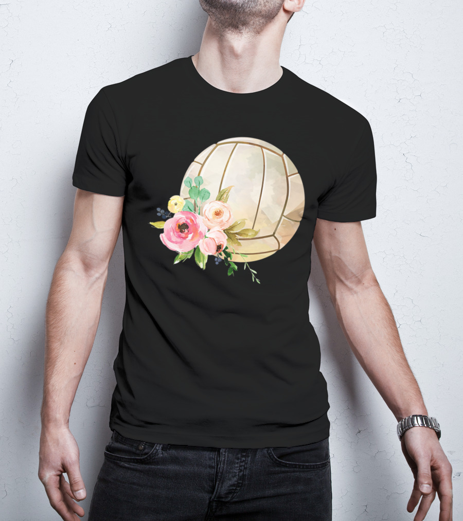 Watercolor Boho Floral Volleyball Patchwork T-Shirt