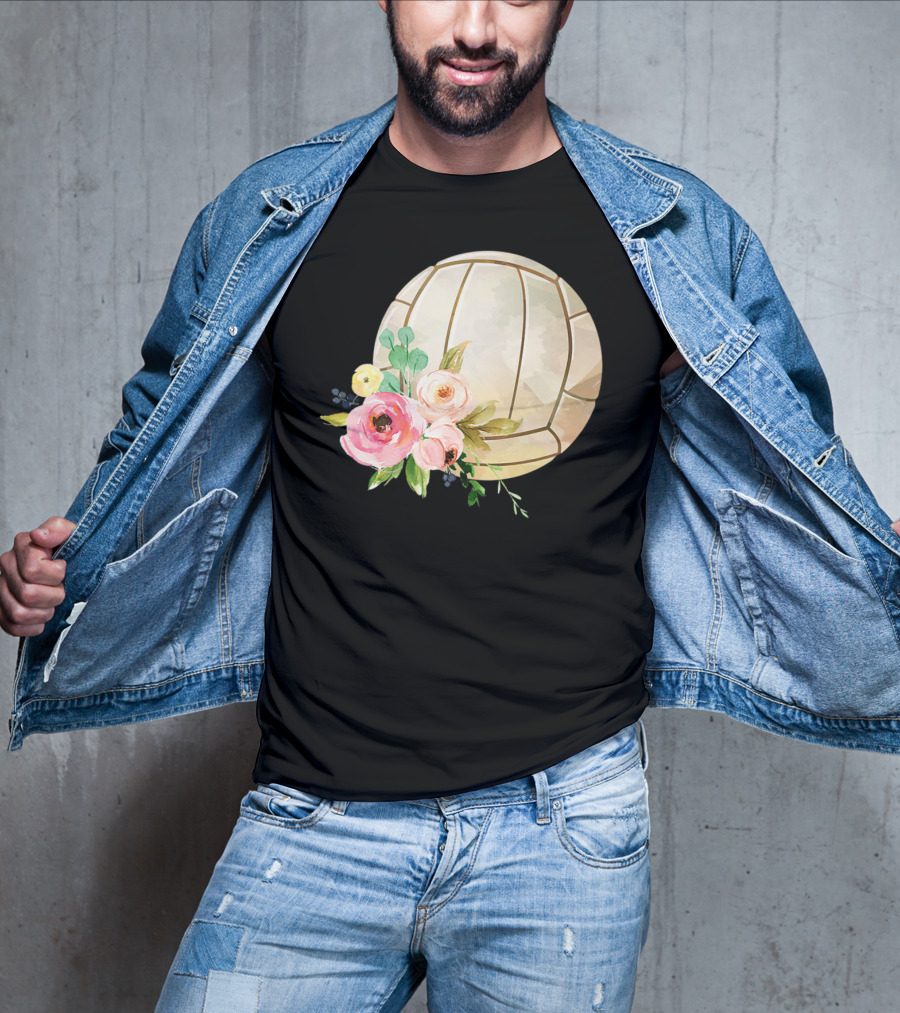 Watercolor Boho Floral Volleyball Patchwork T-Shirt