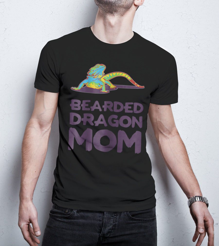 Bearded Dragon Mom Beardie Mother Lizard Retro Colorful T-Shirt