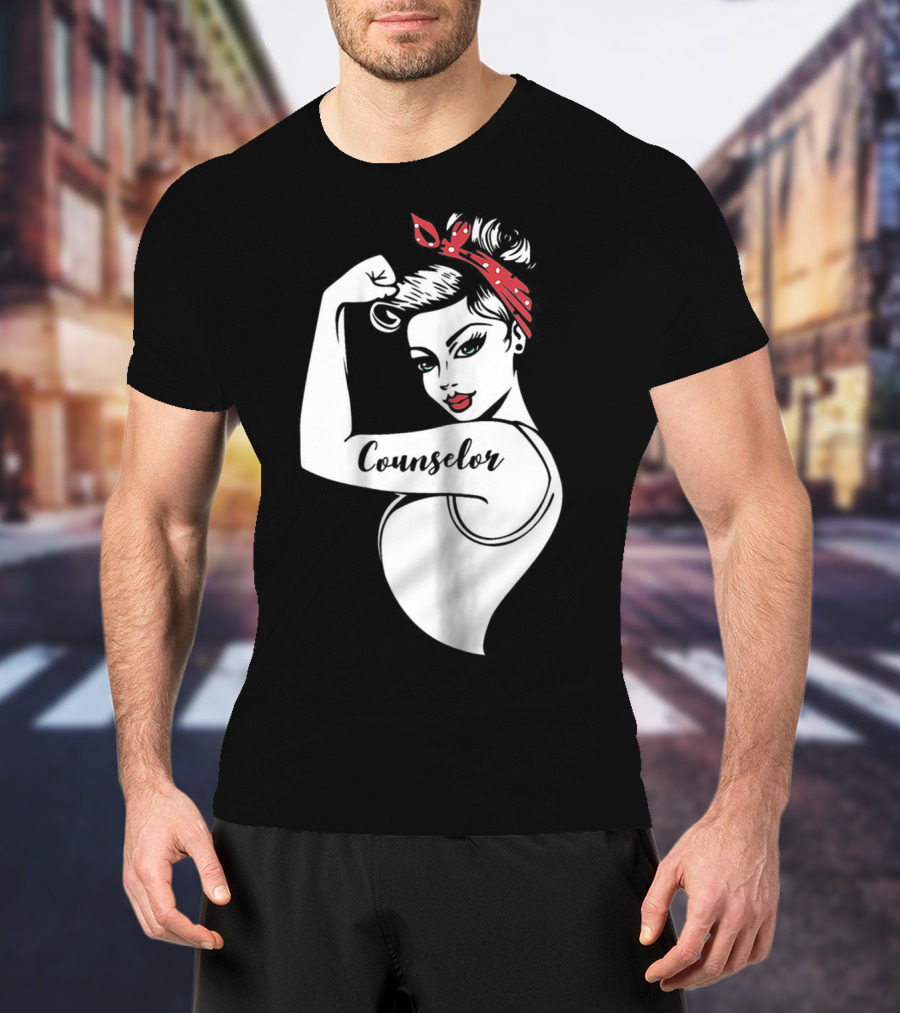 Counselor Strong Girl Mom Rosie The Riveter 42 T-Shirt