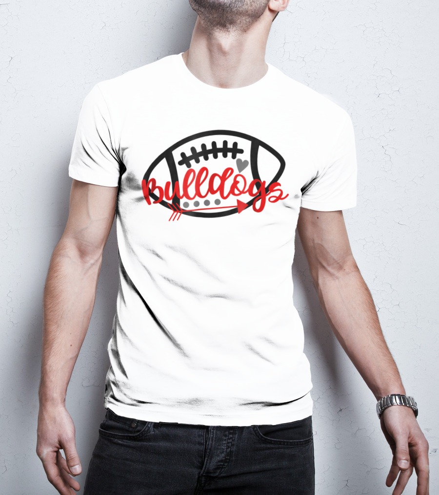 Bulldogs Football Mom Bulldog Mascot With Heart And Arrow T-Shirt