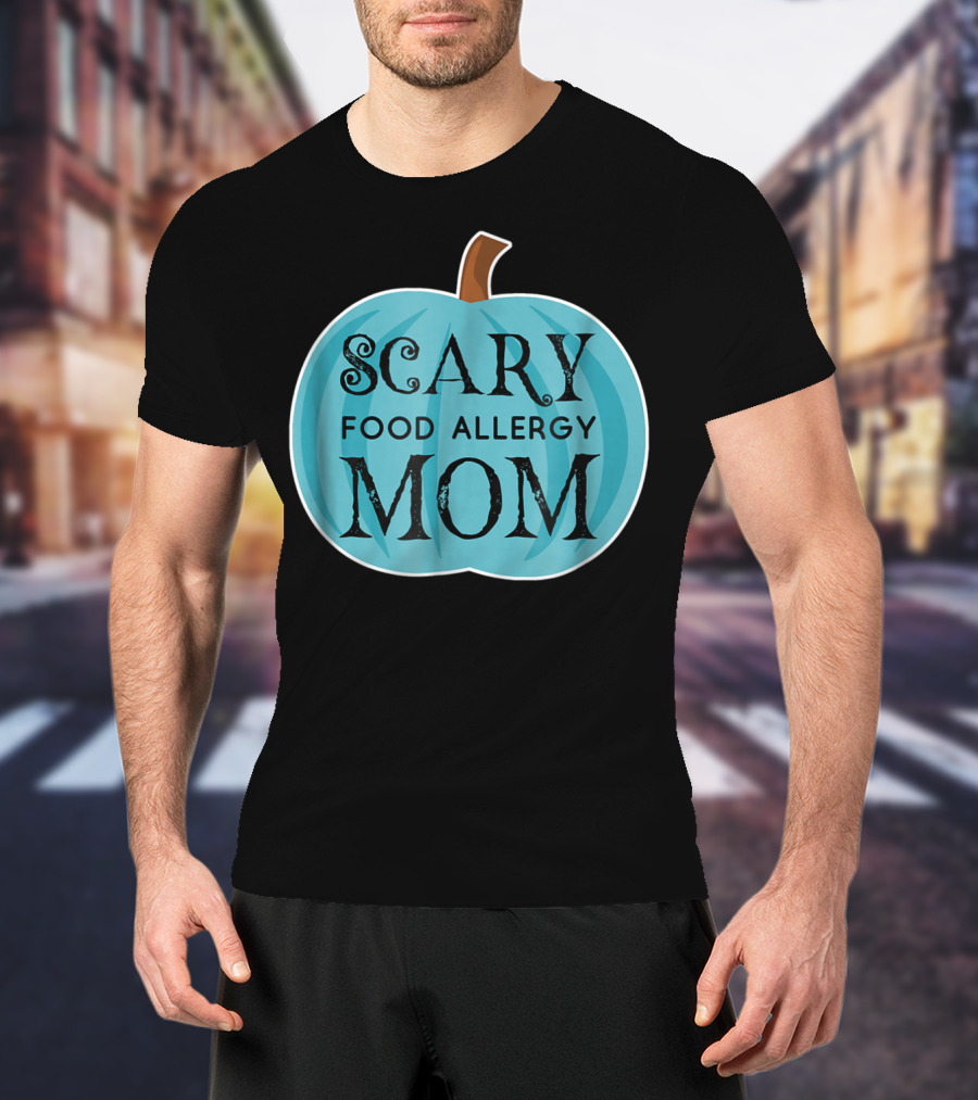 Scary Food Allergy Mom Blue Pumpkin Halloween T-Shirt