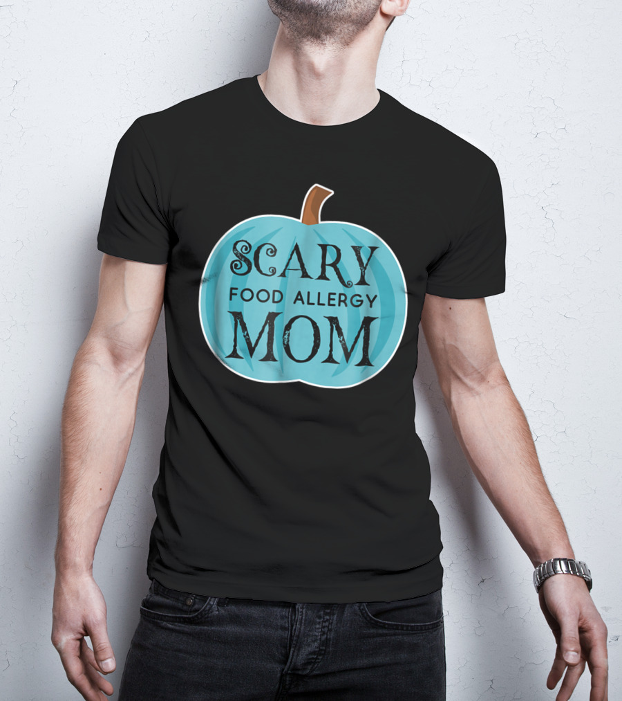 Scary Food Allergy Mom Blue Pumpkin Halloween T-Shirt