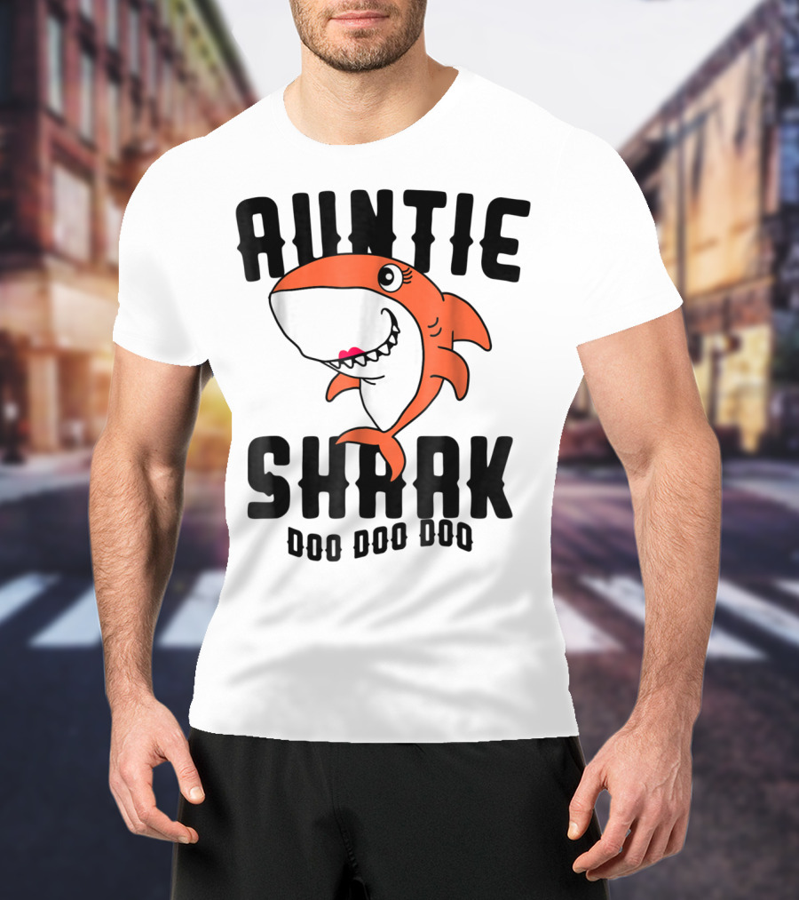 Auntie Shark Doo Doo Doo Mom Grandma Halloween Christmas T-Shirt