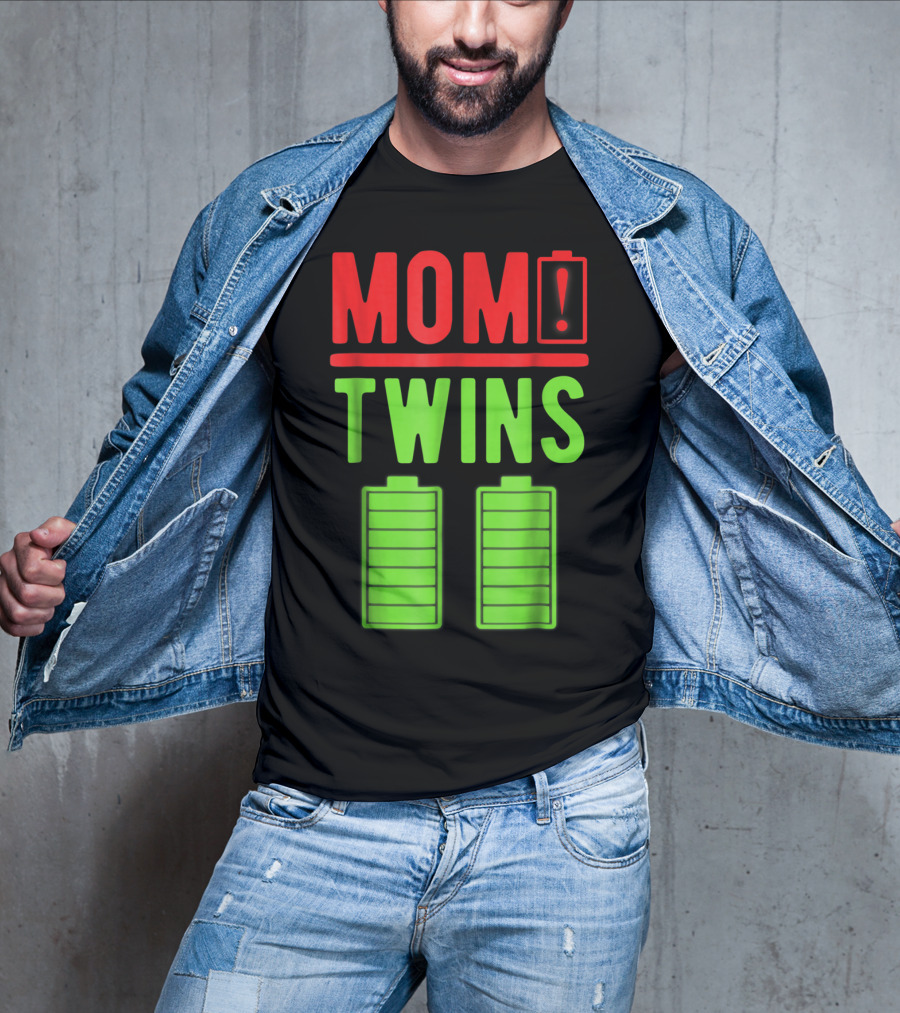Mom Twins Battery Life Depleted Funny Twins Mom T-Shirt