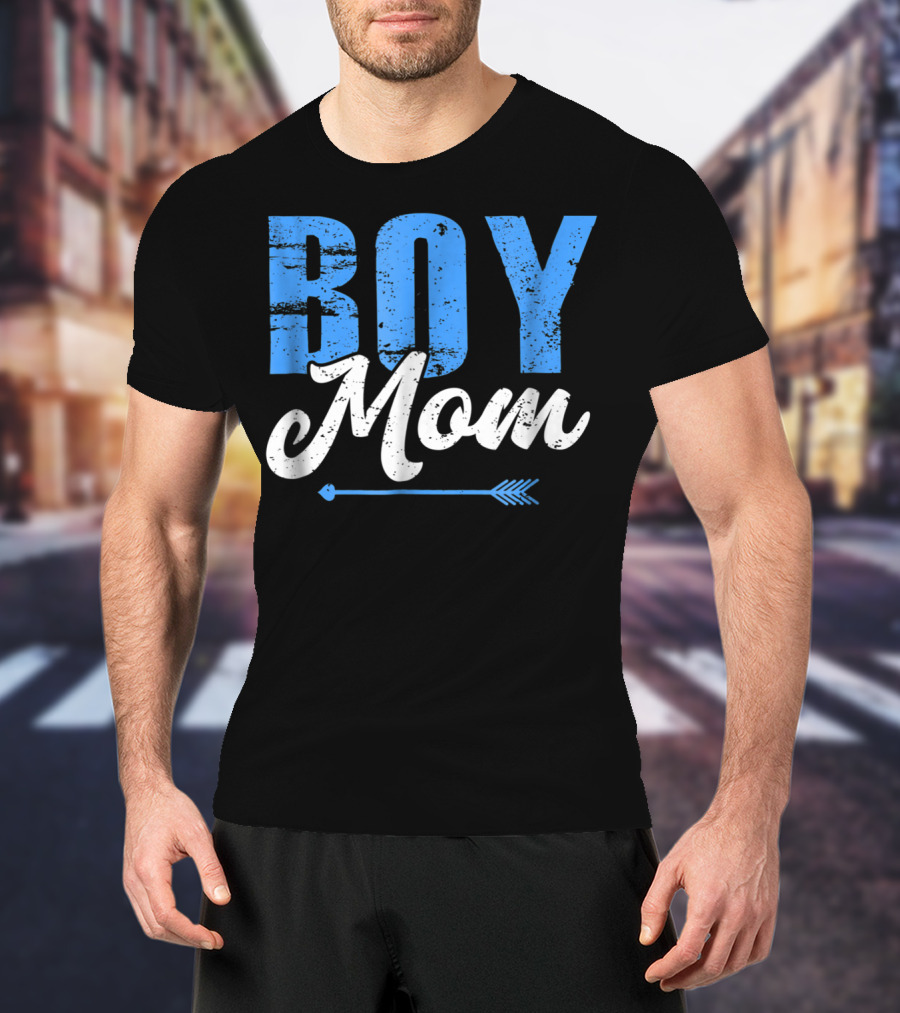 Boy Mom Bold Blue Lettering With Arrow T-Shirt