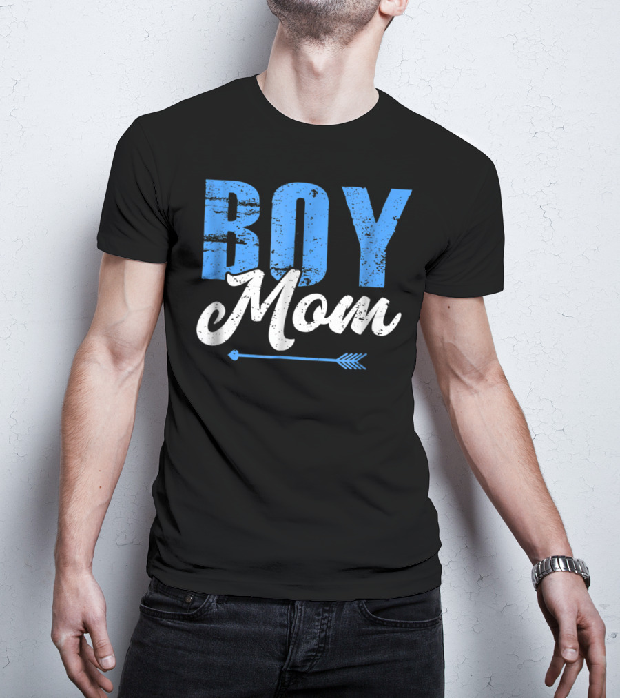 Boy Mom Bold Blue Lettering With Arrow T-Shirt