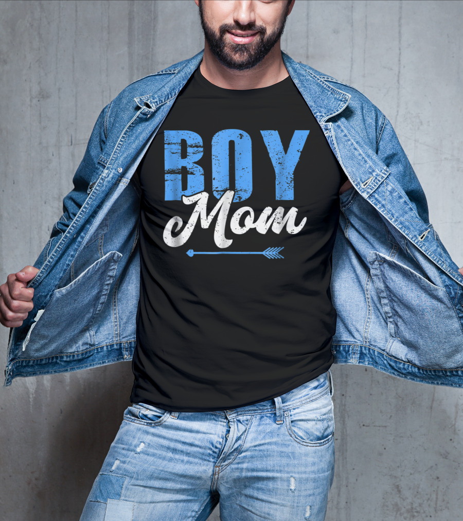 Boy Mom Bold Blue Lettering With Arrow T-Shirt