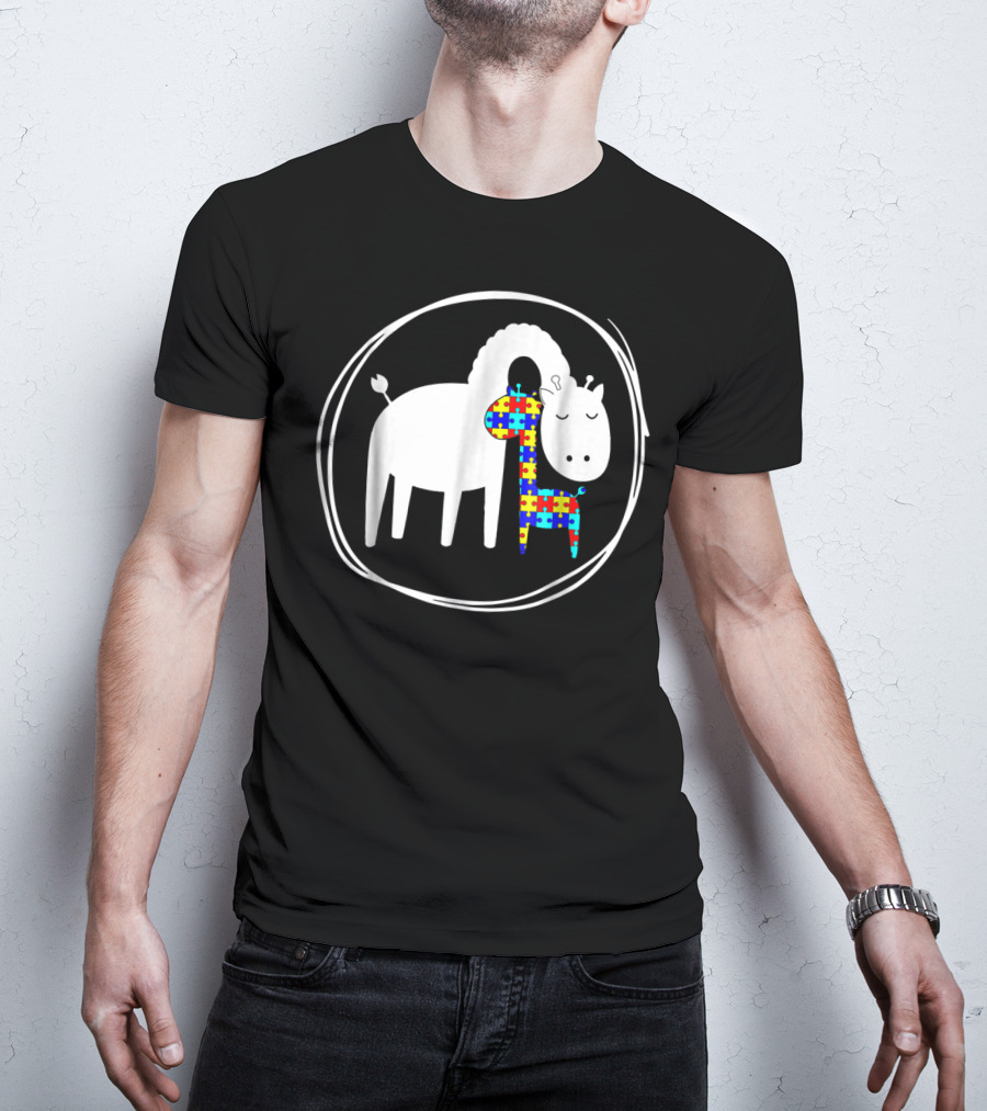Giraffe Autism Puzzle Piece Giraffe Lover Autism Awareness T-Shirt