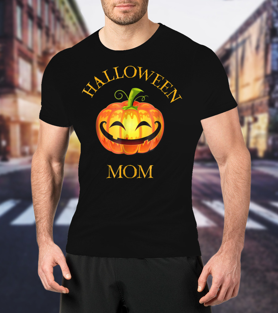 Halloween Mom Jack O Lantern Pumpkin Face T-Shirt