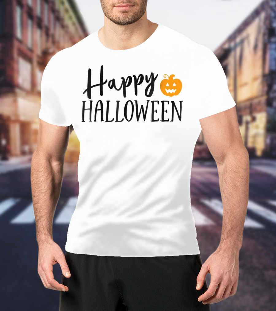Happy Halloween Pumpkin Kids Teacher Mom Wife Dad T-Shirt