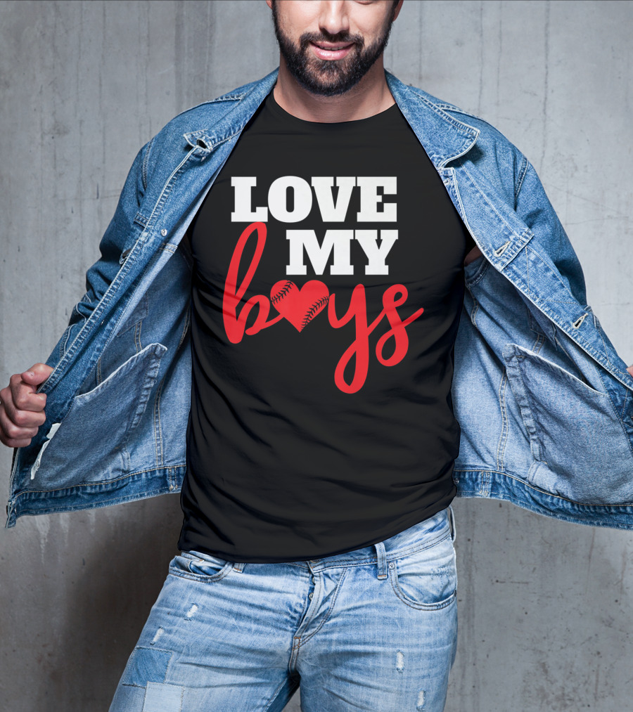 LOVE MY BOYS Baseball Heart T-Shirt