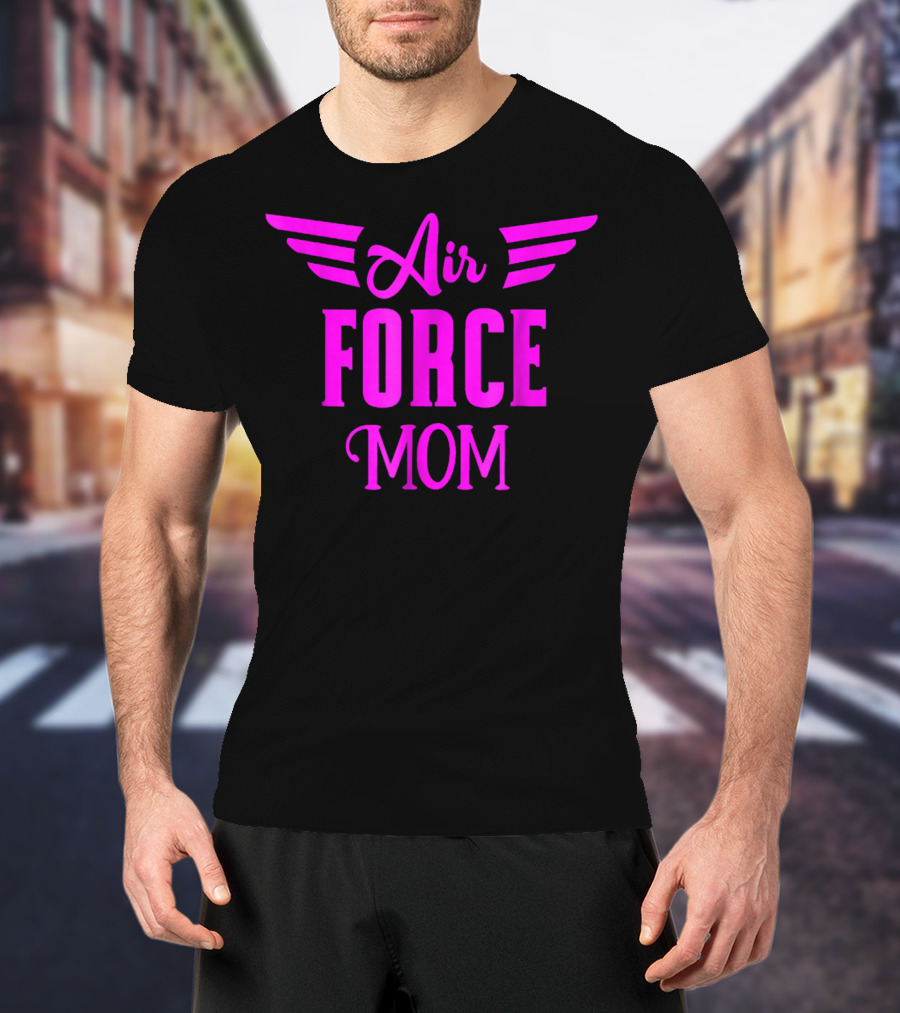 US Air Force Pink Proud Air Force Mom Wings T-Shirt