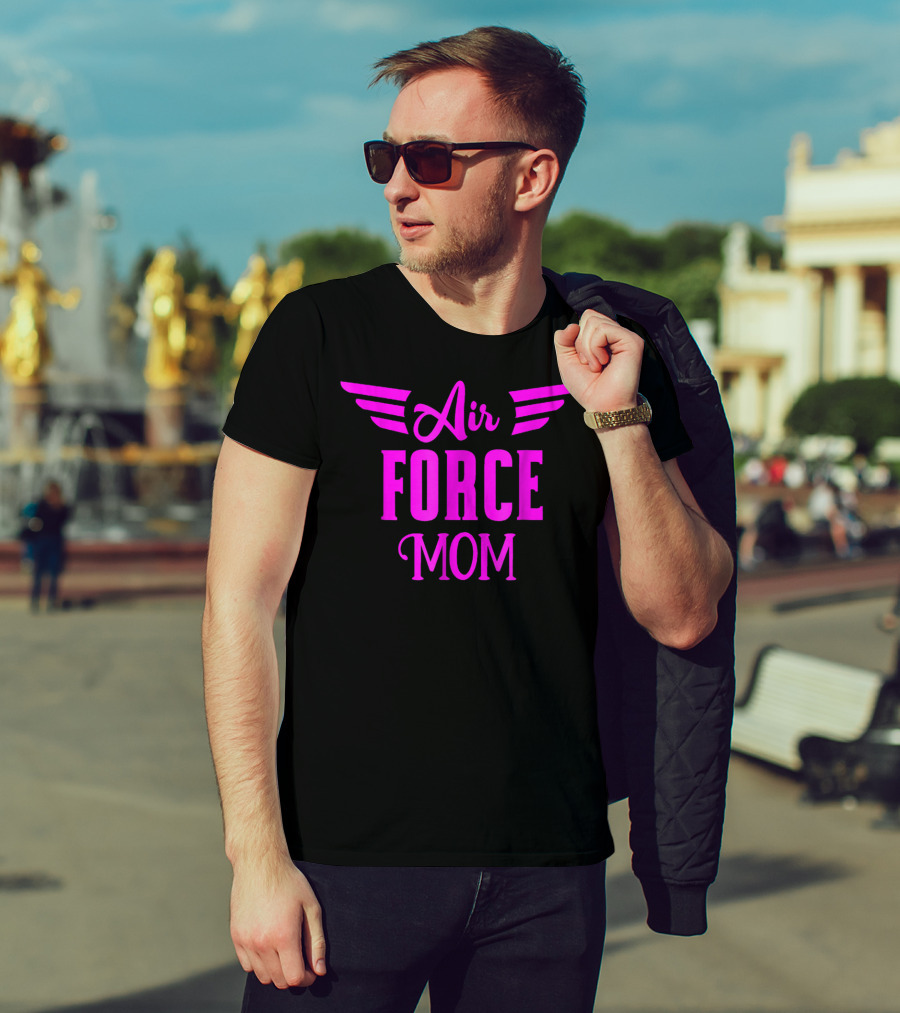 US Air Force Pink Proud Air Force Mom Wings T-Shirt