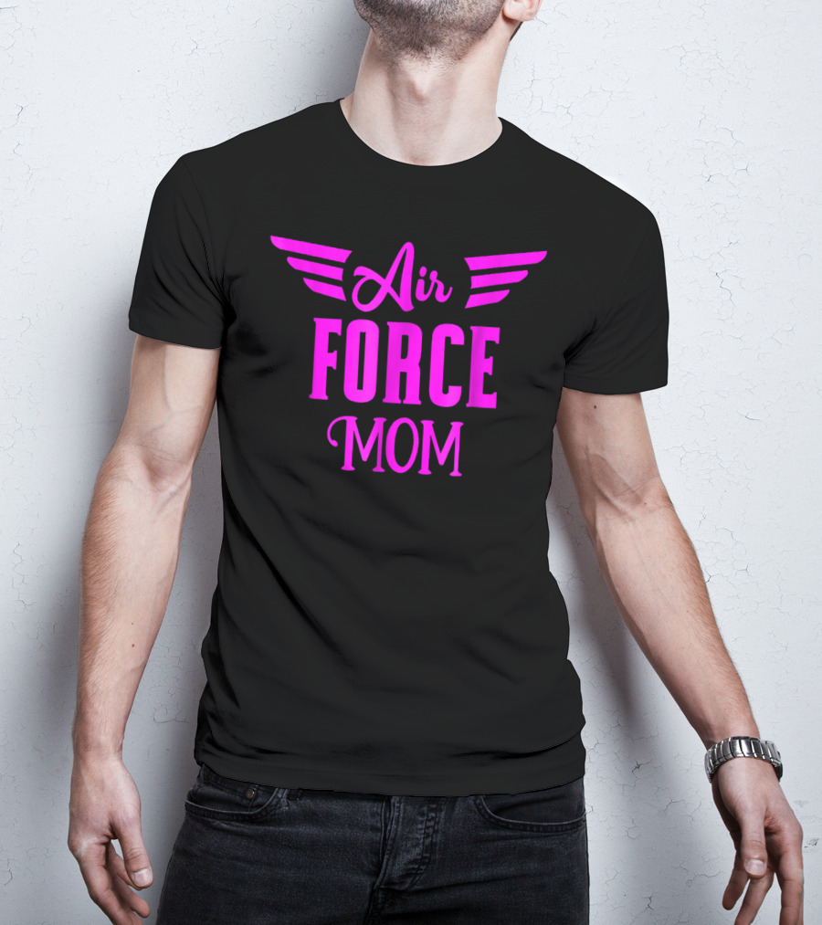 US Air Force Pink Proud Air Force Mom Wings T-Shirt