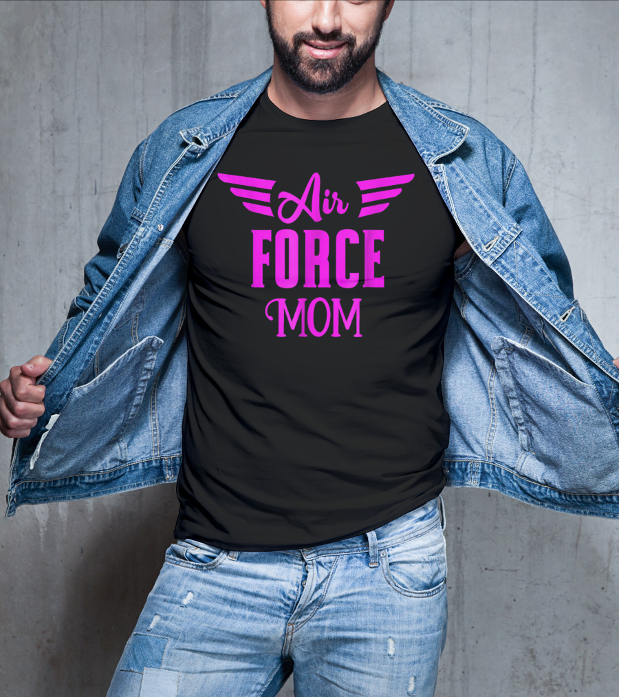 US Air Force Pink Proud Air Force Mom Wings T-Shirt