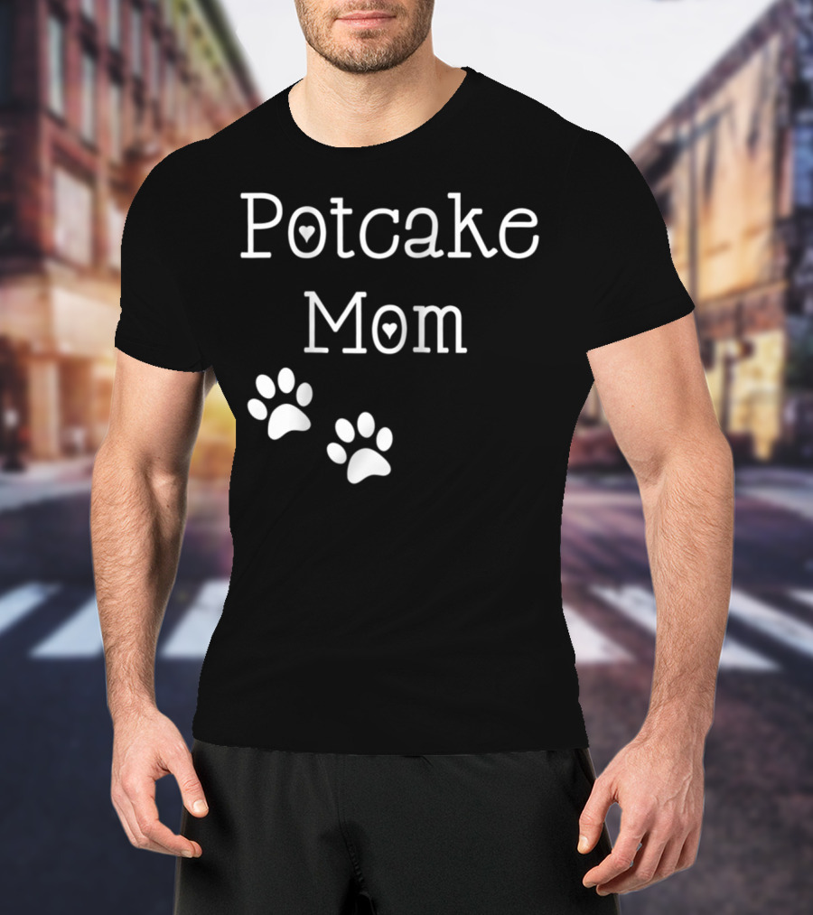 Potcake Mom Paw Print Heart T-Shirt
