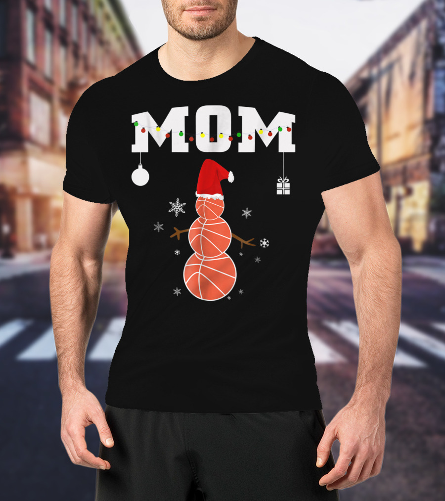 Basketball Mom Snowman Christmas Family Matching Holiday 90s T-Shirt