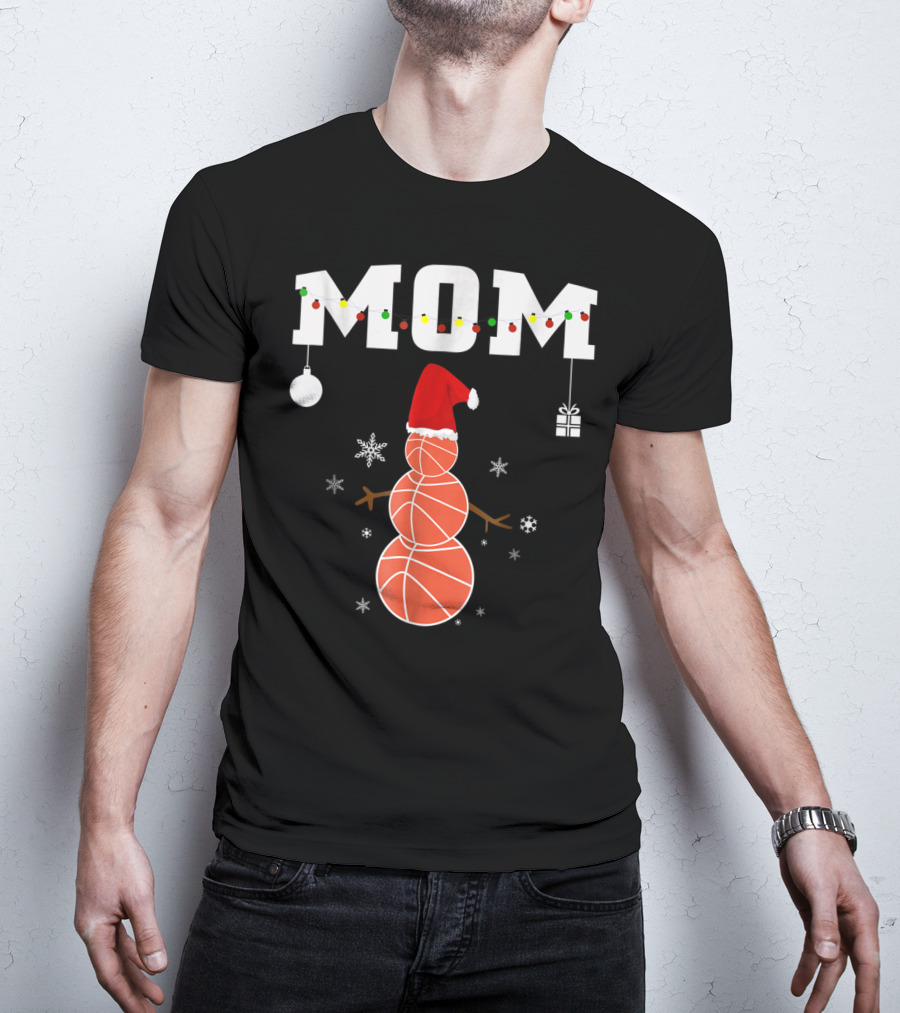 Basketball Mom Snowman Christmas Family Matching Holiday 90s T-Shirt