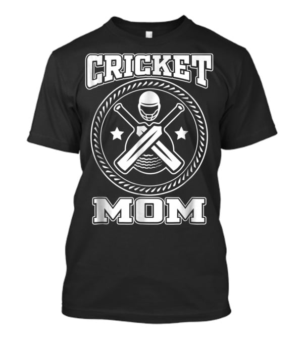 Cricket Mom Bat Ball Team Helmet Stars Field T-Shirt