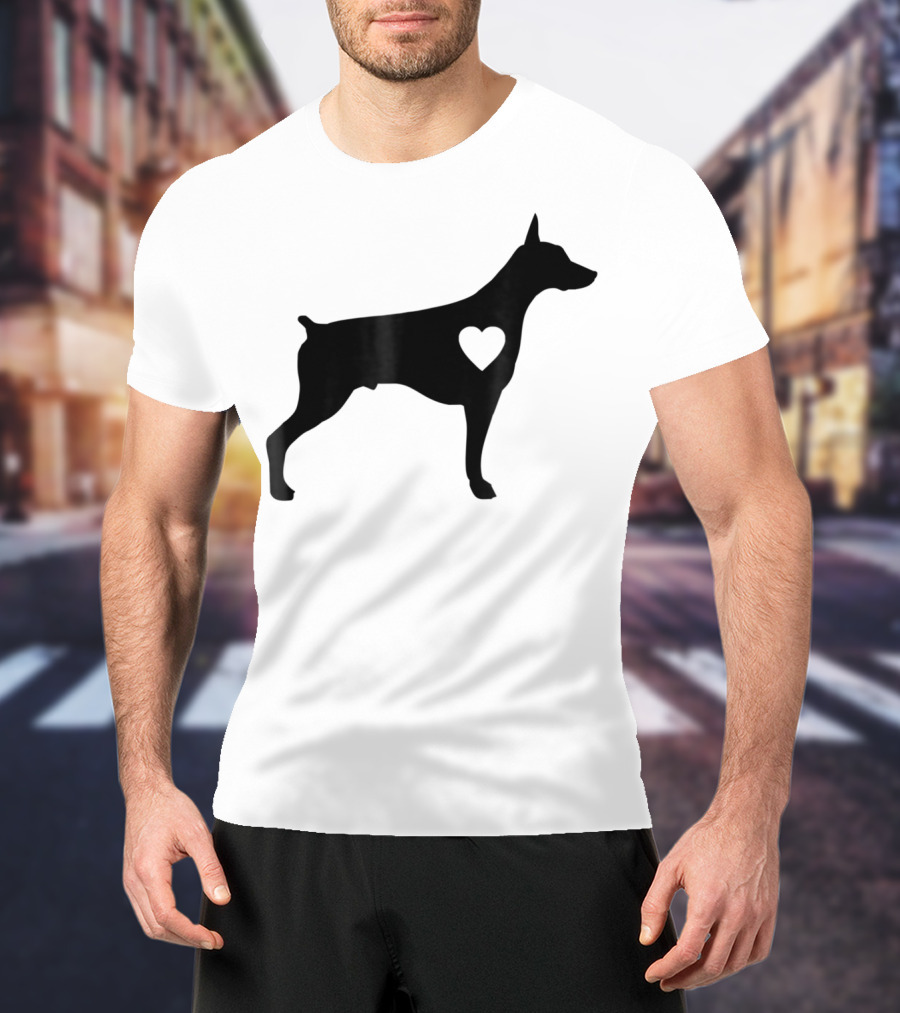 Doberman Heart Love Silhouette Dog Mom90 T-Shirt