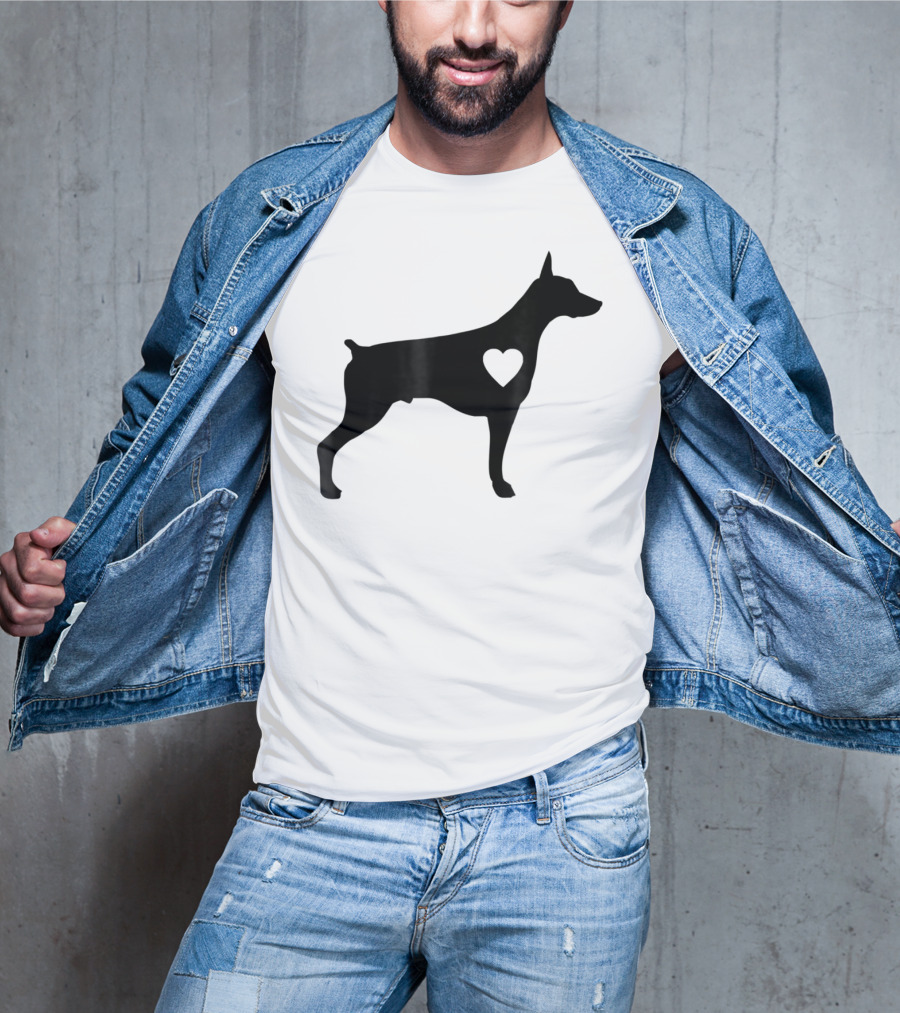 Doberman Heart Love Silhouette Dog Mom90 T-Shirt