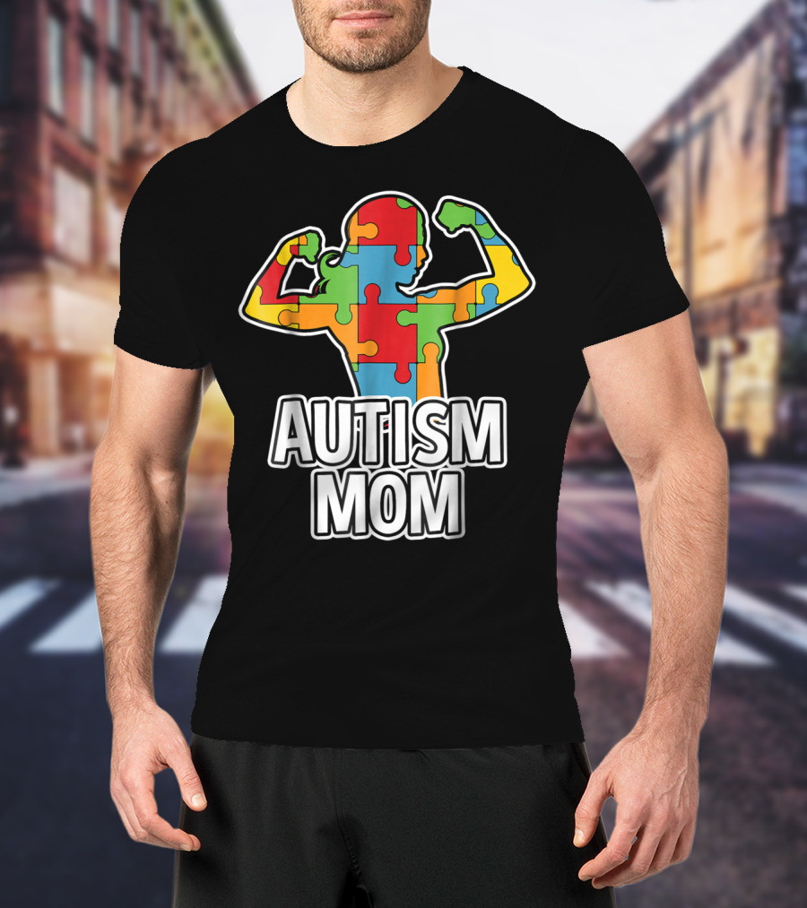Autism Mom Puzzle Piece Awareness T-Shirt
