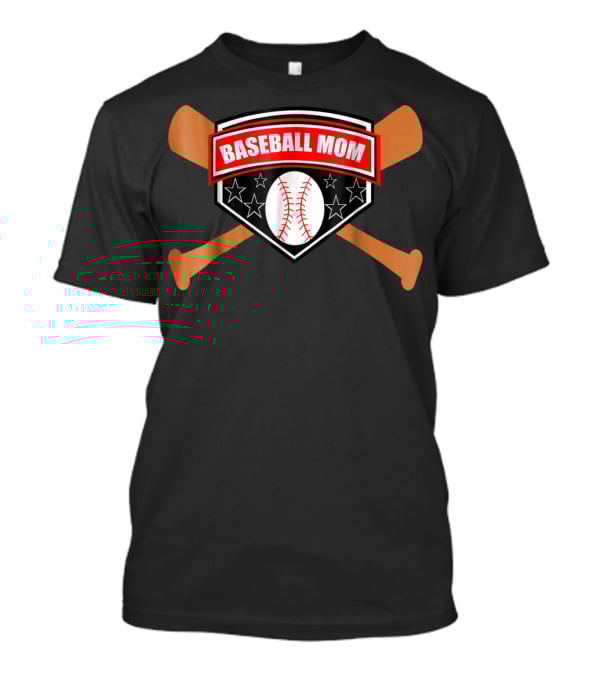 BASEBALL MOM Bat And Ball Stars Shield T-Shirt