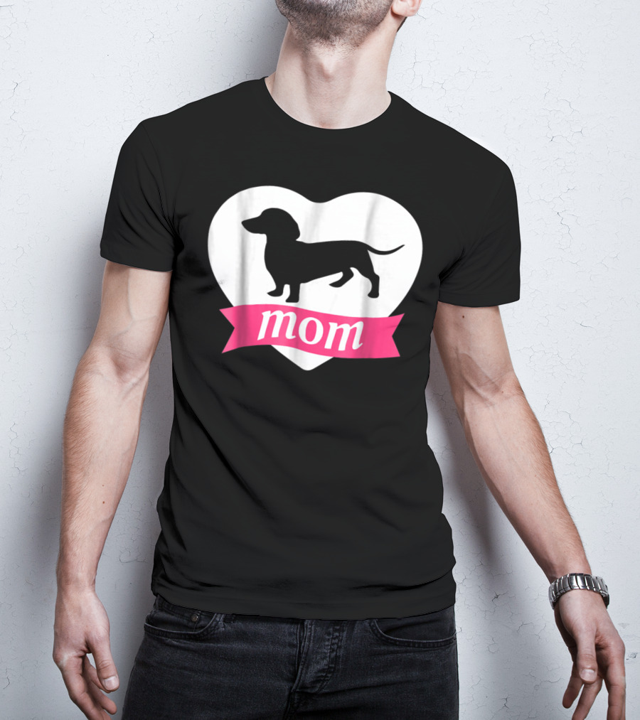 DACHSHUND MOM Heart Silhouette Vintage Fleece T-Shirt
