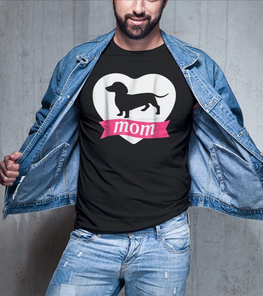 DACHSHUND MOM Heart Silhouette Vintage Fleece T-Shirt