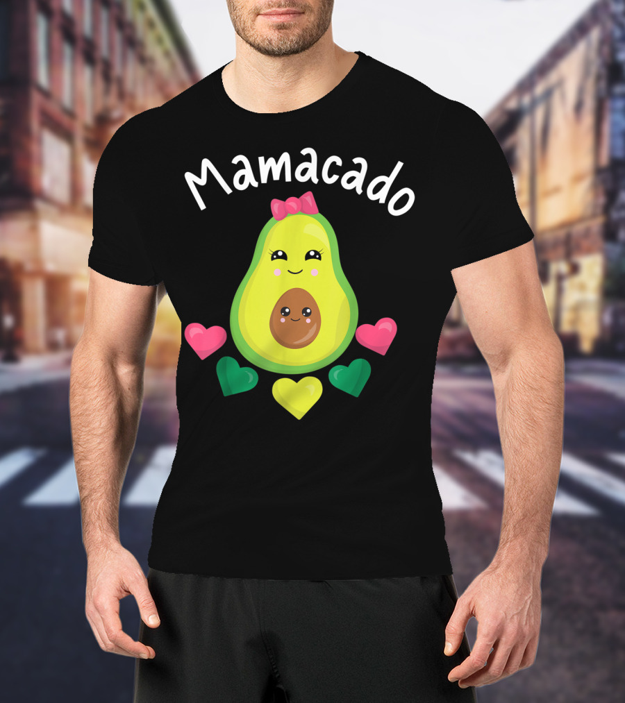 Mamacado Cute Avocado Lover Vegan Vegetarian Heart T-Shirt