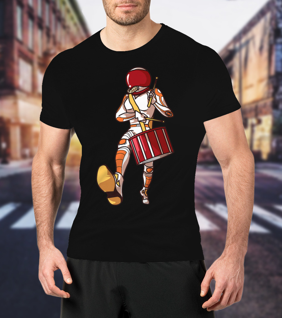 Marching Band Drums Mom Player High School Space-Themed Drummer Astronaut T-Shirt