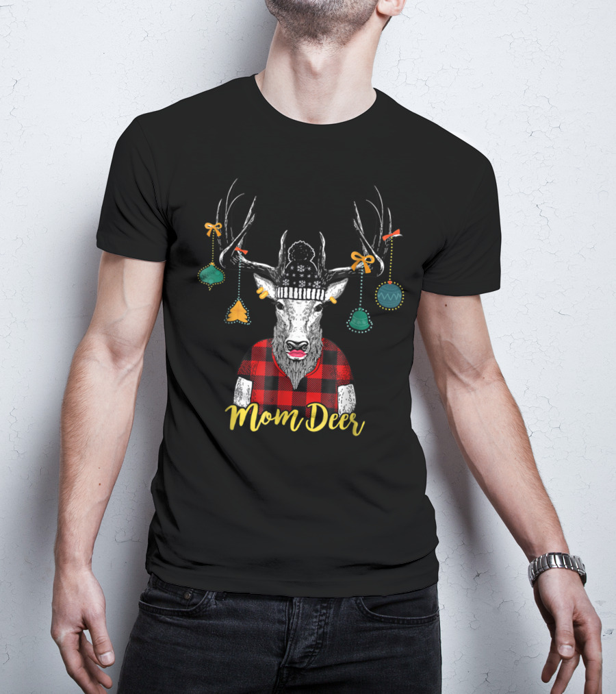 Mom Deer Christmas Plaid Noel Xmas Apparel16 T-Shirt